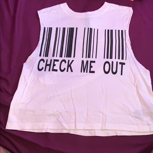 “ Check me out “ White sleeveless Crop top. - Picture 1 of 3